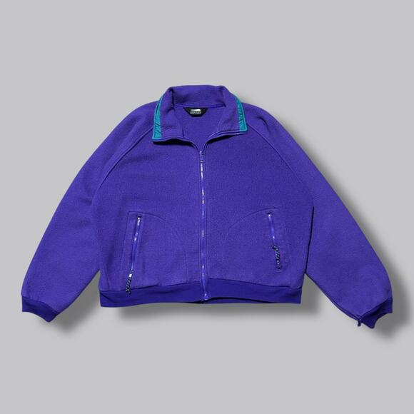 Vintage Jackets & Blazers - Vintage Fleece Jacket Full Zip Purple 80s 90s Ski Snow Winter Purple Medium